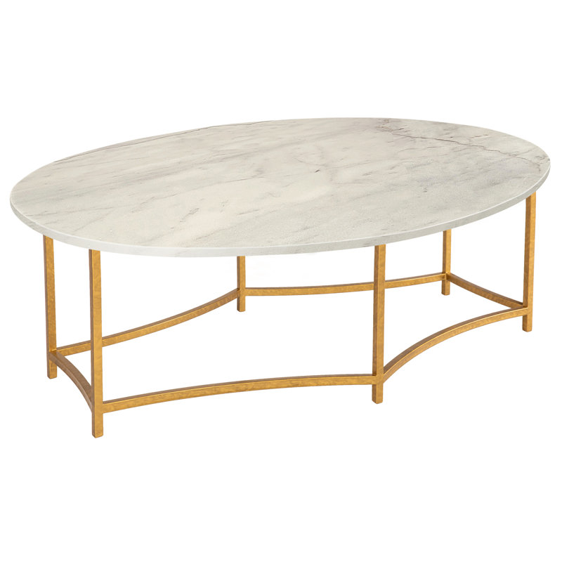 Megan Frame 1 Coffee Table, Carrera Marble, Gold