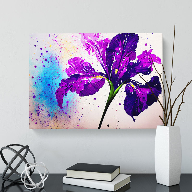 Iris Flower Splash Vol.5 Abstract - Wrapped Canvas Print, 50cm H x 76cm W x 3cm D