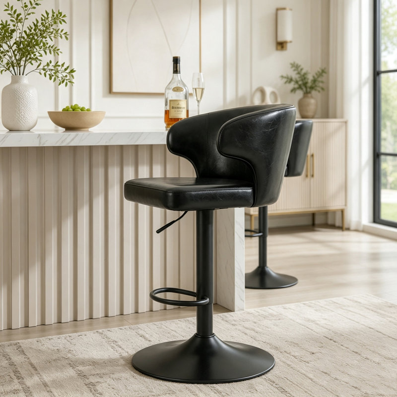 Tabouret de bar rotatif moderne, Noir - 2 pièces