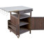 Chariot de barbecue extérieur de 40,5 po avec plateau en acier inoxydable, rangement en bois de sapin massif, abattant, tiroir, étagère à épices, crochets en S, ouvre-bouteille, roulettes verrouillables pour structure brune, rangement sur pelouse rotative à 360 °-133253310-133253311