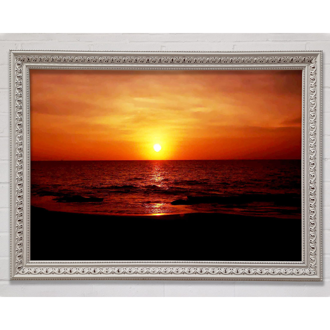 Gerahmtes Leinwandbild Sunset Ocean Waves