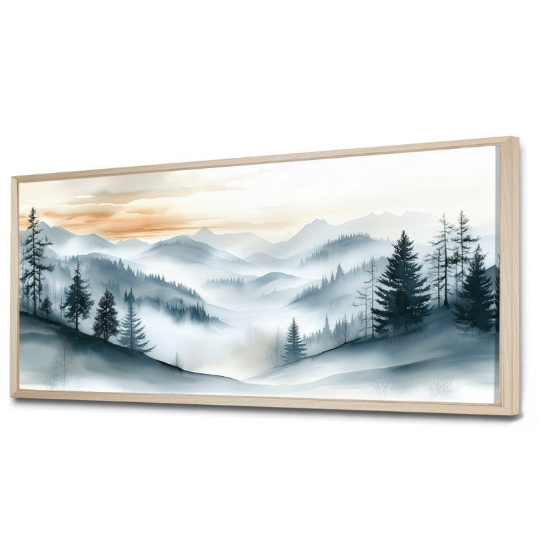 Nathaniel II blanc blanc - décor mural blanc, impressions encadrées brumeuses, H 20 po x l 40 po, Cadre naturel flottant
