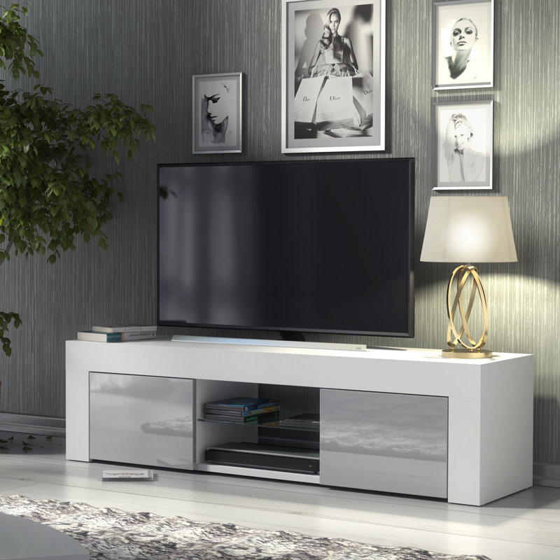 Davarrio Unfinished TV Stand for TVs up to 48", White/Grey