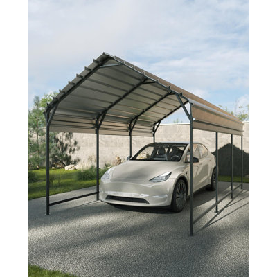 10' X 16' X 10' Metal Carport, With Heavy Duty Galvanized Steel Roof And Reinforced All-Metal Frame