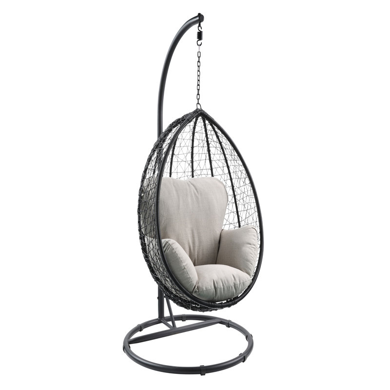 Fauteuil à œufs Schœbeck avec support, Beige, Noir