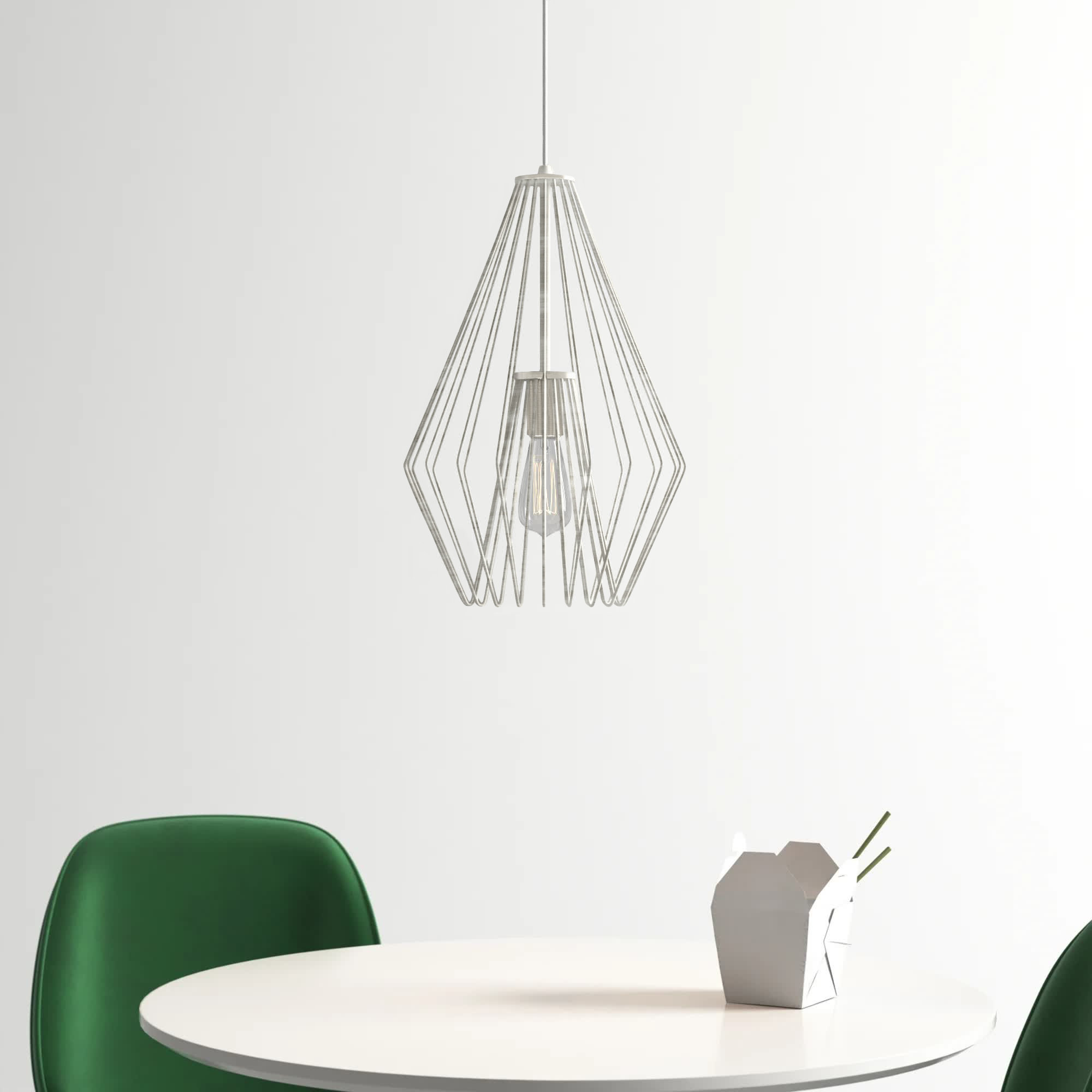 Frankie Single Light Metal Dimmable Pendant, 15.75" H x 9.25" W x 9.25" D, Brushed Nickel