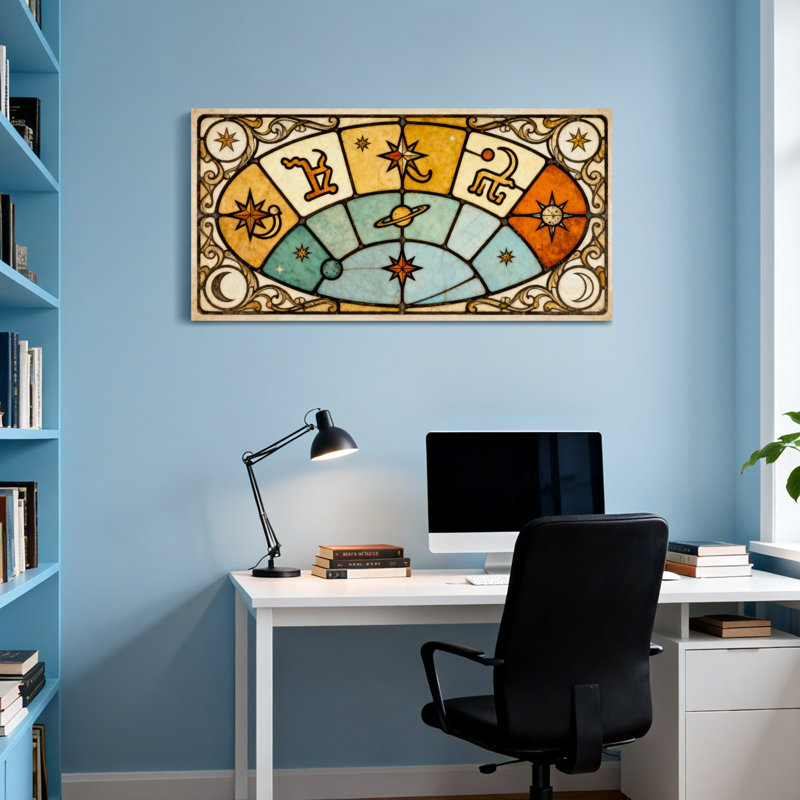 Fashion Stained Glass Zodiac Constellation Pattern, 28" H x 58" W