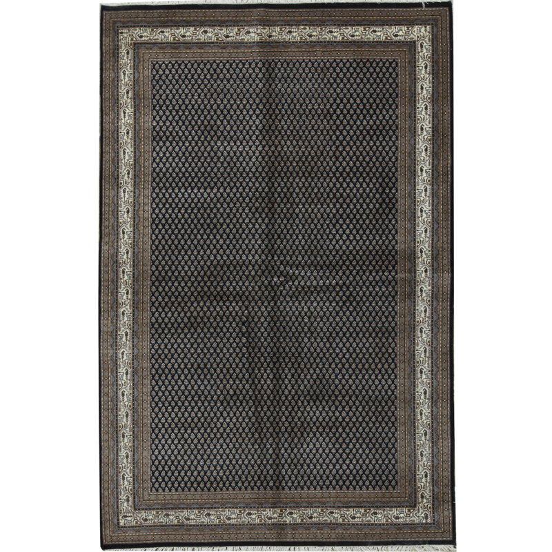 Tapis noir de haute qualité noué à la main
