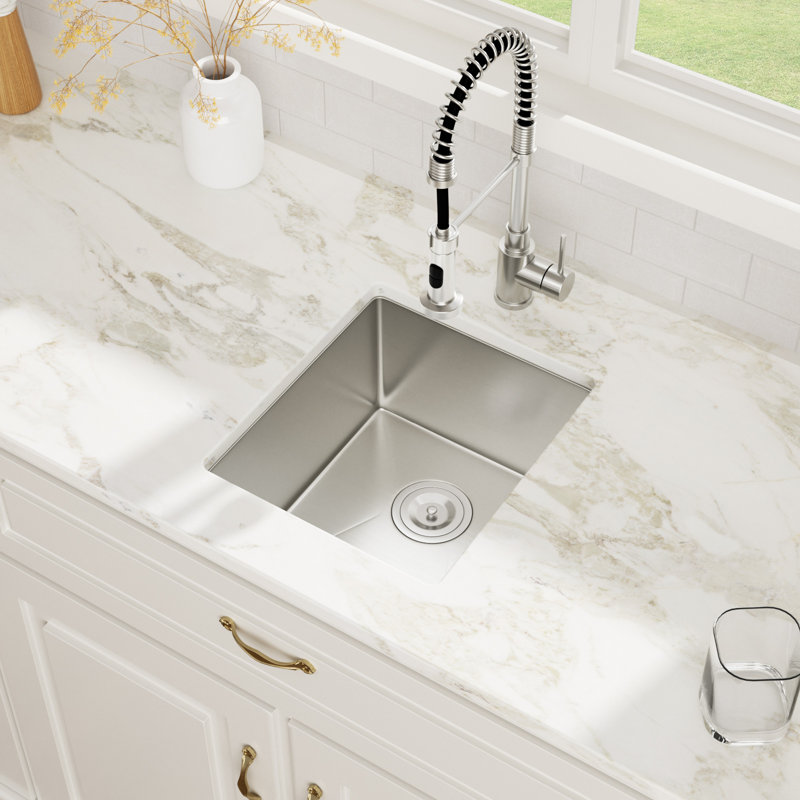 15" L x 17" W Undermount Bar Sink Bar Prep Sink 16 Gauge Stainless Steel Single Bowl Kitchen Sink