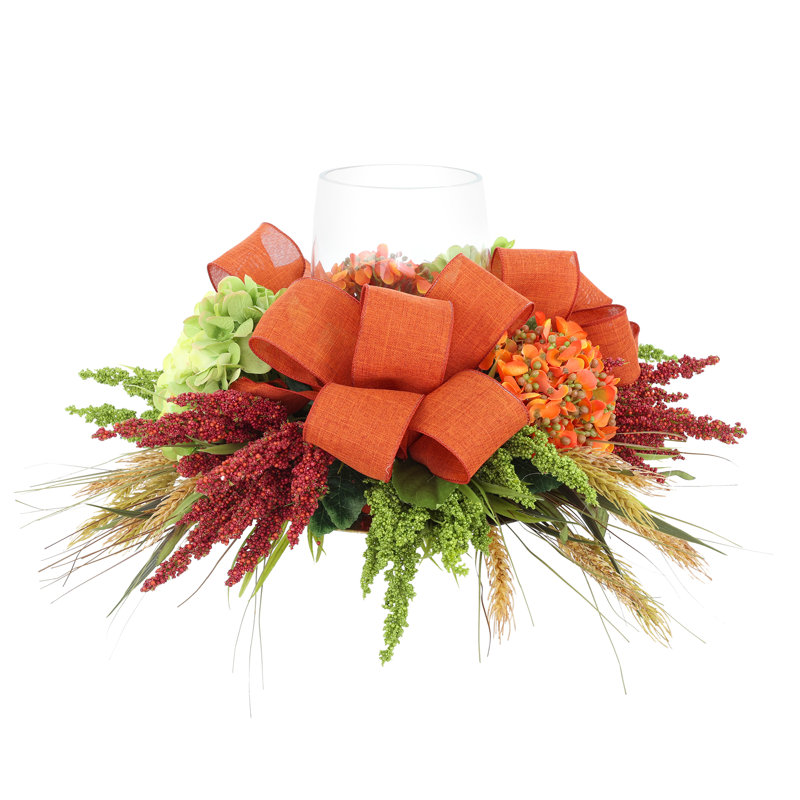 Hydrangea Fall Centerpiece with Candleholder