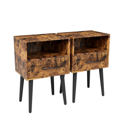 Table de chevet moderne à 1 tiroir de 15,75 po, table de chevet avec tiroir et tablette ouverte, table de bout pour chambre à coucher, ensemble de 2