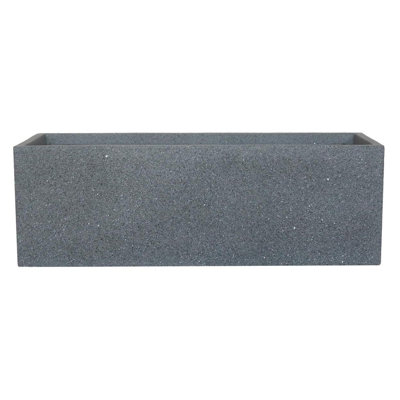Textured Concrete Effect Window Flower Box Planter, Frostproof Outdoor Plant Pot, Narrow Garden Planter with Drainage Holes, Grey Windowsill Planter