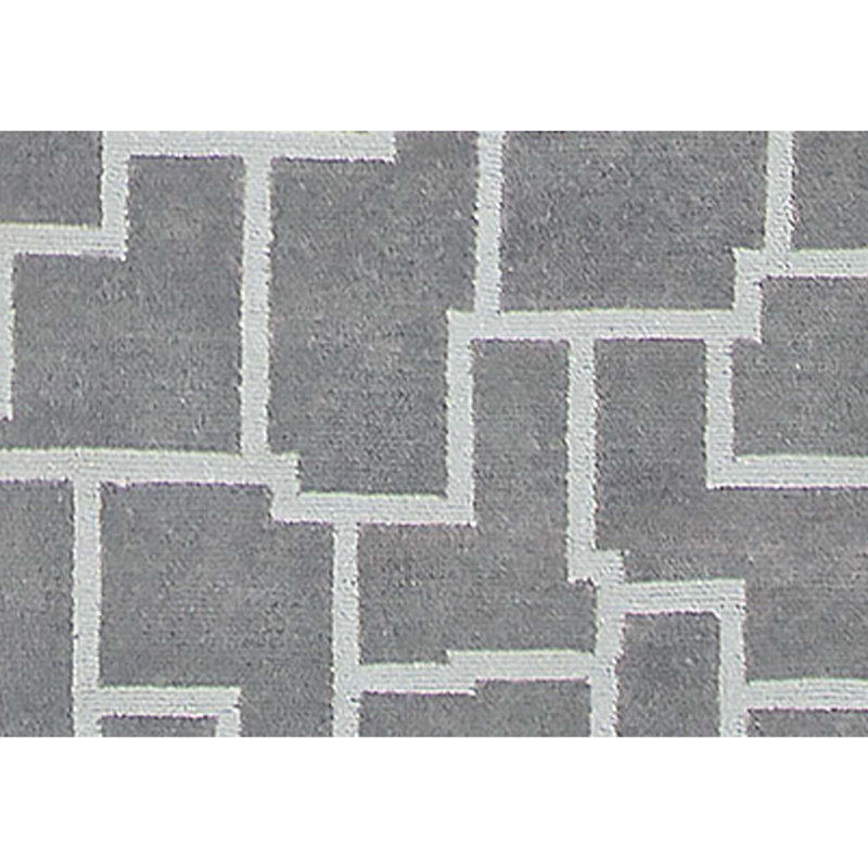 Hand Knotted Geometric Area Rug in Gray/White, Rectangle 8' x 10'