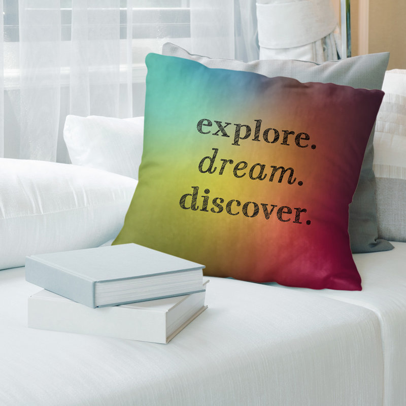 Coussin Handjet, 14 po x 14 po, Arc-en-ciel, Housse de coussin seulement - sans coussin