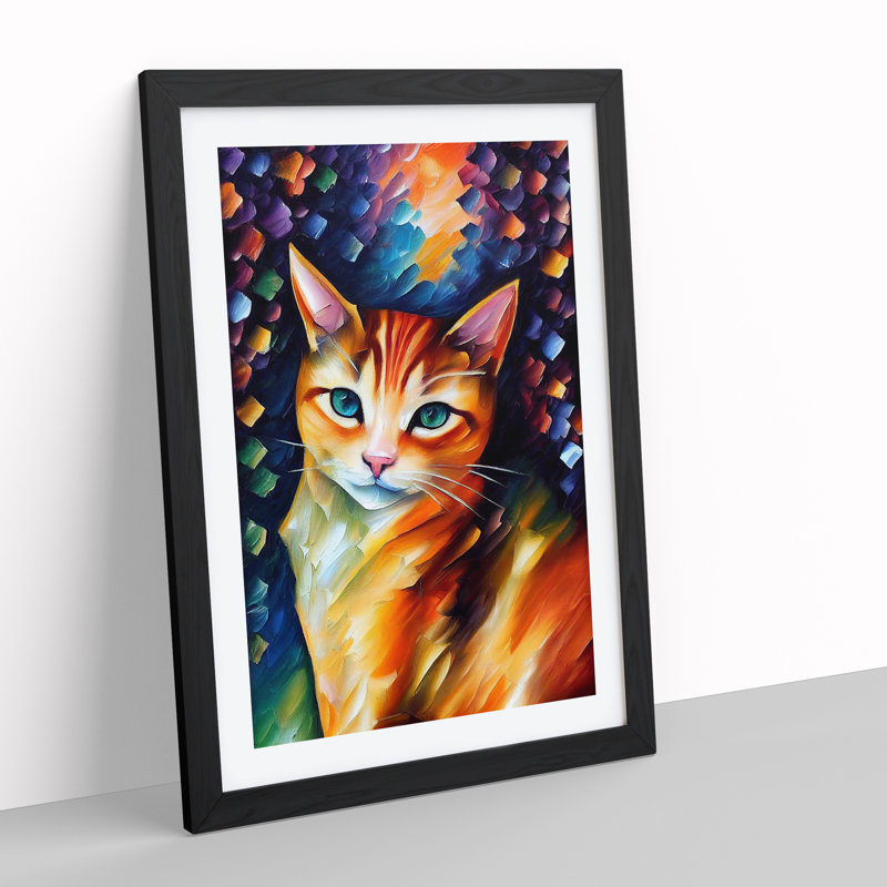 Cat Portrait No.4 - Single Picture Frame Print, 64cm H x 46cm W x 2cm D, Black
