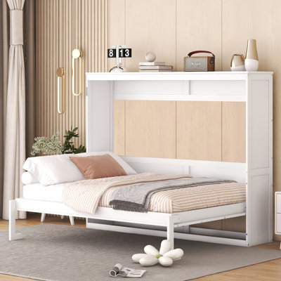 Lit escamotable de style campagne moderne avec panneau de fibres à densité moyenne durable et contreplaqué Luntex