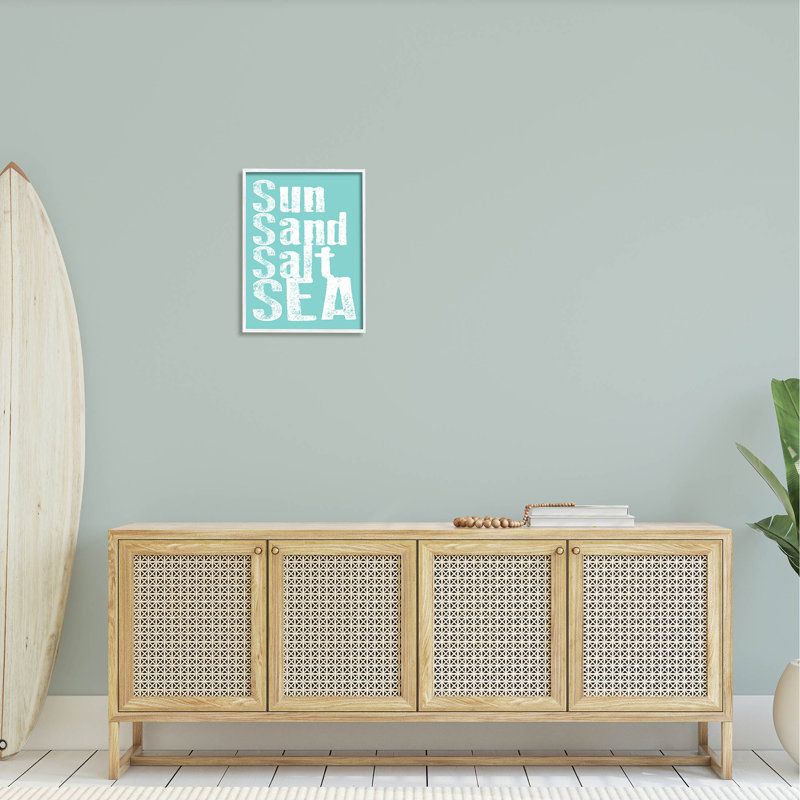 «Sun Sand Salt Sea», estampe numérique par Alli Rogosich, H 20 po x l 16 po x P 1,5 po, Giclée encadrée blanc bord de mer