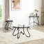 Tempered Glass Living Room Coffee Table, Rustic Black, Construction, Rectangular, American Retro Interior Ornament Rectangular Table With Black Surface, Room,
