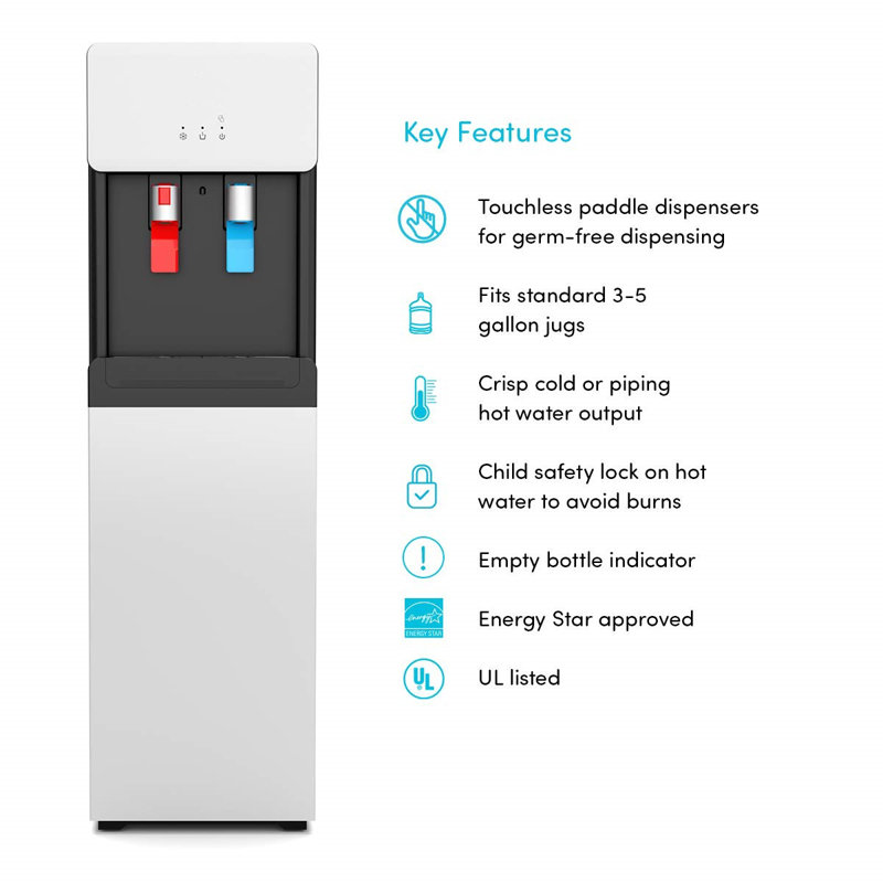 Avalon White Bottom Loading Hot/Cold Water Cooler Dispenser