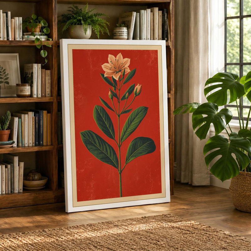 Centered Bloom Botanical - Wrapped Canvas, 18x12 - 45.7 x 30.5 cm, Sage Border