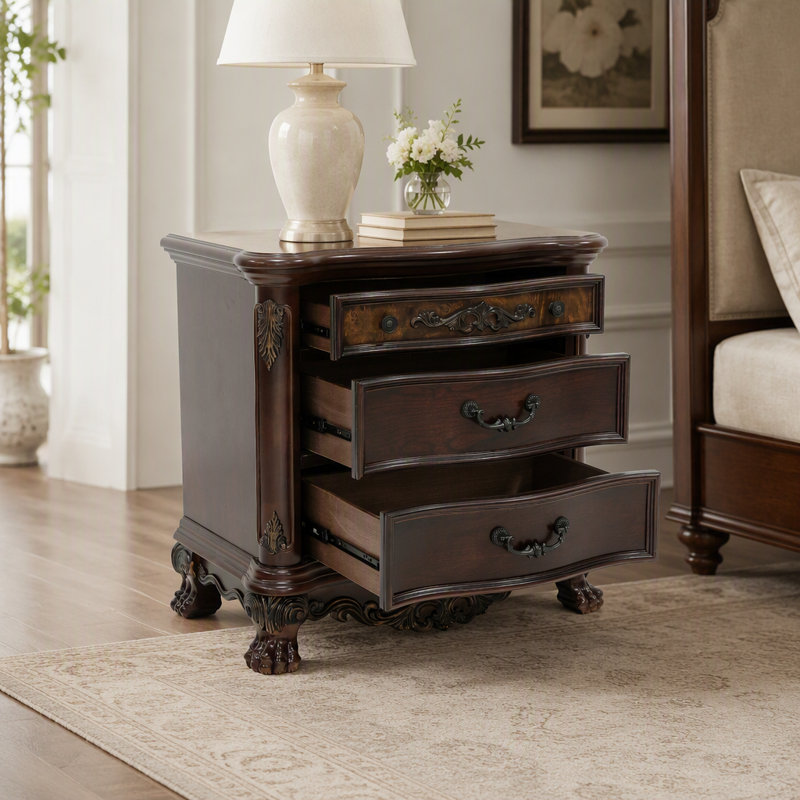 Ensemble de 2 tables de chevet en bois d'ingénierie traditionnel Nightstands