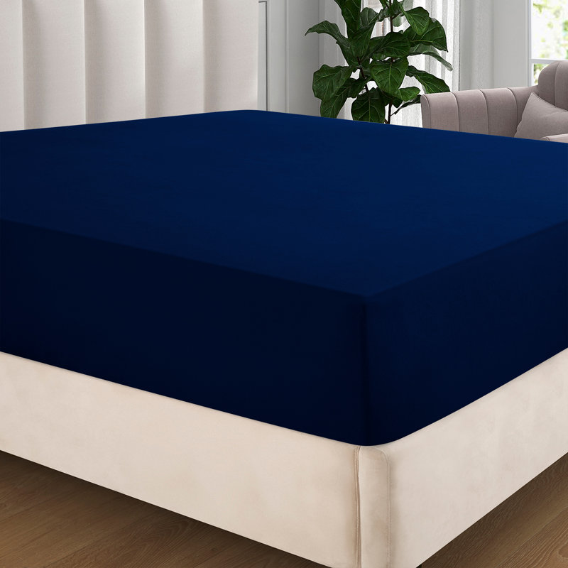 Extra Deep Pocket Microfiber Solid Fitted Sheet, Full/Double, Navy