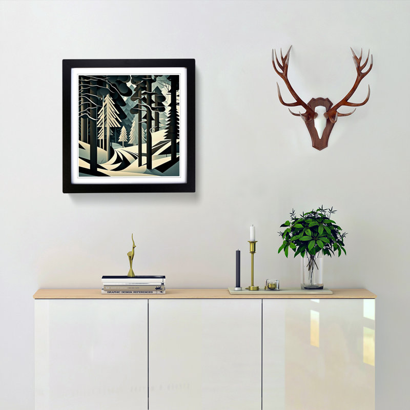 Winter Forest Constructivism - Framed Print, Black