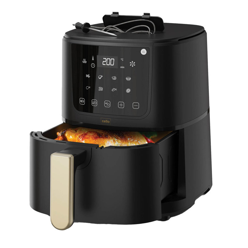 Cello Single Basket Airfryer with Food Thermometer, Black