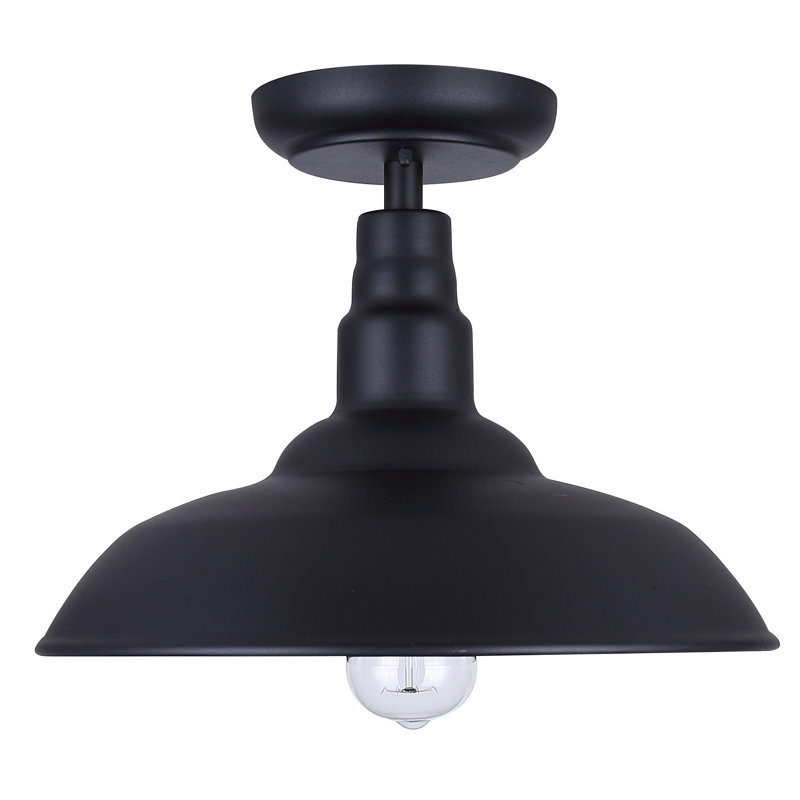 Valec Matte Black 14'' W 1 - Bulb Outdoor Semi Flush Mount