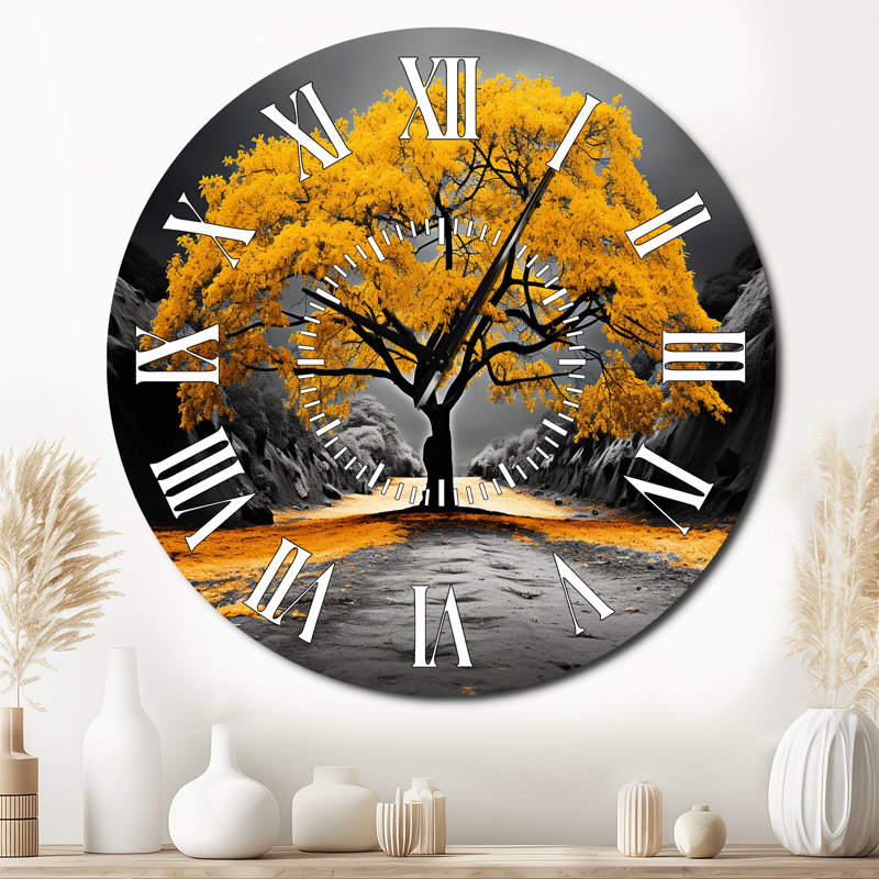 Horloge murale jaune et grise, Surdimensionné