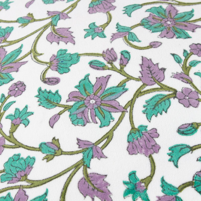 Mentera Floral Square Cushion, Oasis Green/Lilac
