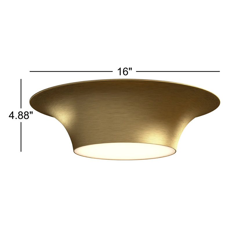 Plafonnier encastré 2 lumières Alexia, Or brossé, H 4,88 po x l 16 po x P 16 po