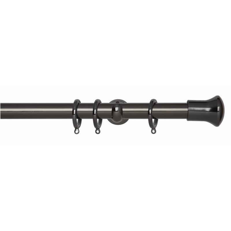 Single Curtain Pole, 3.5 cm L x 120 cm W, Black