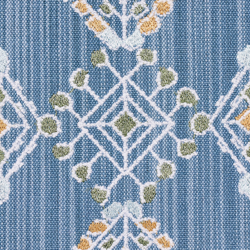 Kalindi Embroidery Fabric, Denim
