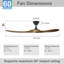 Ventilateur de plafond réversible à moteur à courant continu avec pales en bois massif de qualité supérieure et contrôle intelligent basé sur l'application, convenant aux chambres à coucher, aux salons et aux patios couverts-64440064-65171002