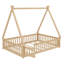 Lit double de style tente Montessori, structure de lit en bois avec garde-corps et lattes-1215025235