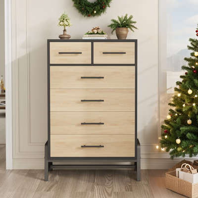 5/6 Drawer Dresser for Bedroom, 50.5" Tall Freestanding Wood Chest with Large Storage, Modern Closet Organizer for Living Room, Entryway