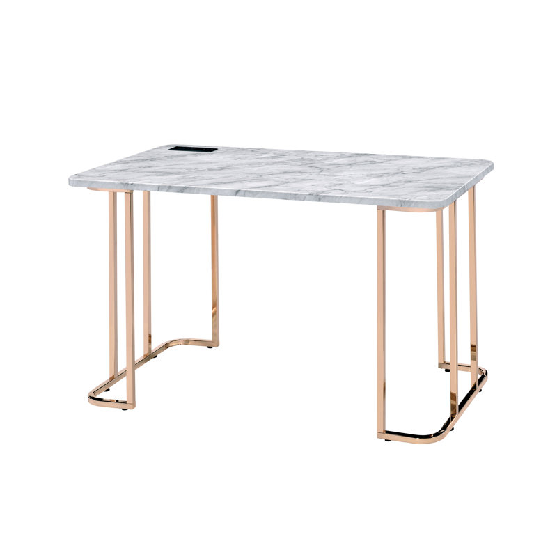 Bureau Anya avec prises intégrées, Blanc