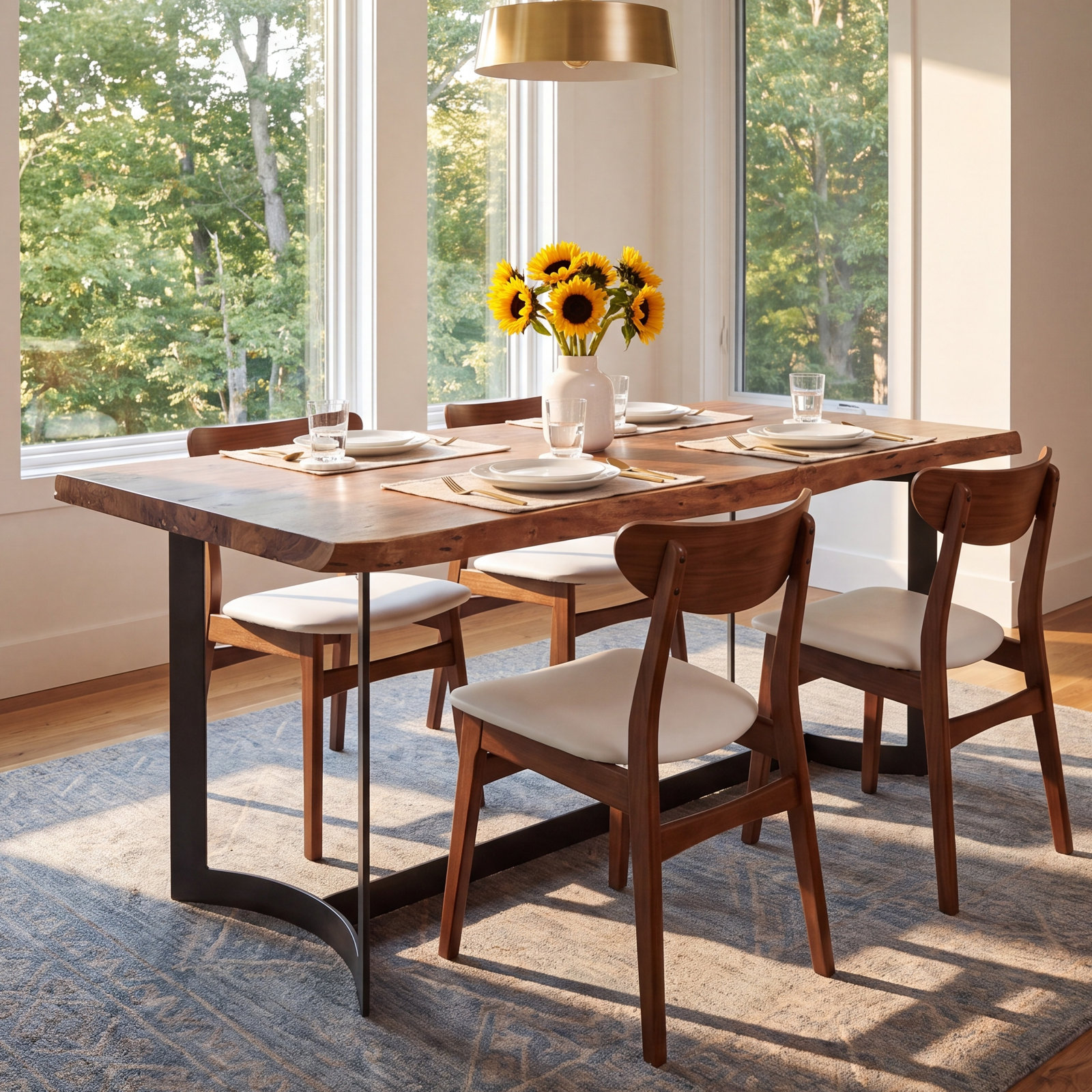Burnell 80'' Dining Table, Brown Acacia/Black, Acacia