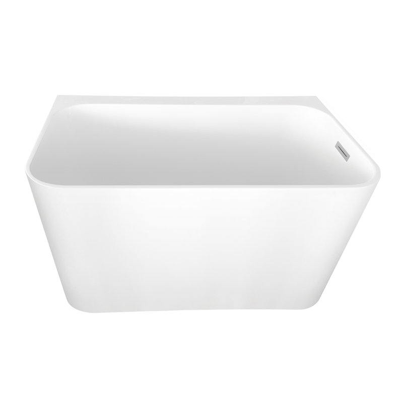 Kingston Brass Aqua Eden 47-Inch Acrylic Rectangular Double Ended Freestanding Tub with Drain and Integrated Seat