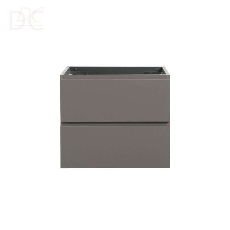 Armoire murale SANS lavabo, couleur grise, avec deux tiroirs, pré-assemblée