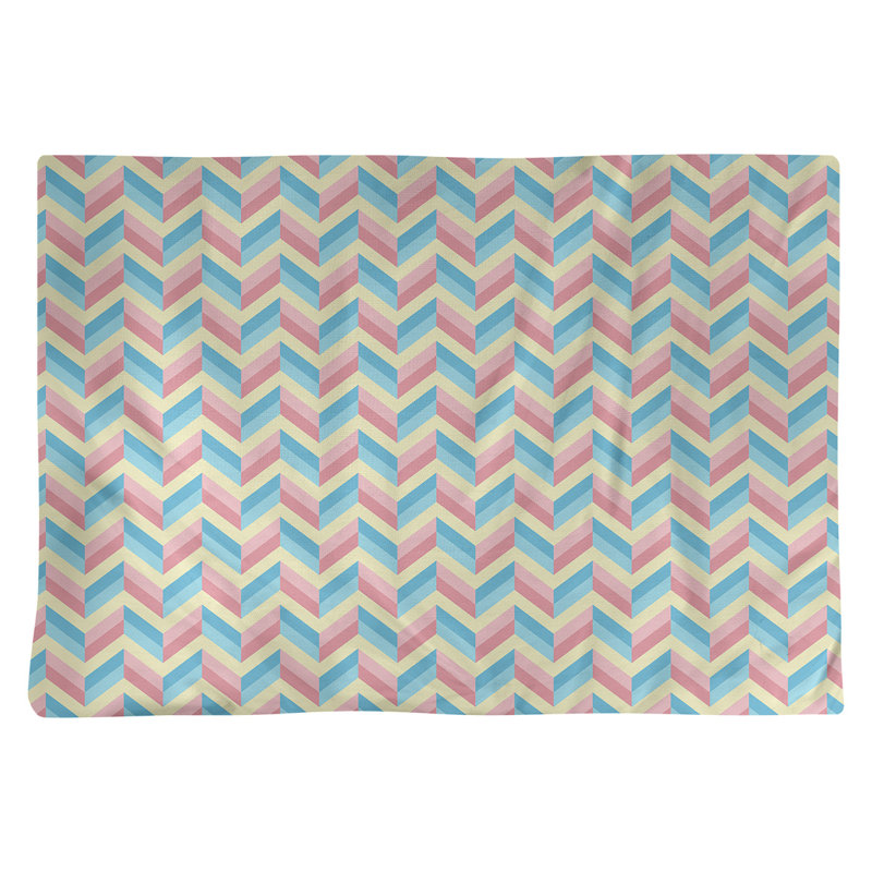 Napperon en coton 18 po chevrons, Bleu / Rose