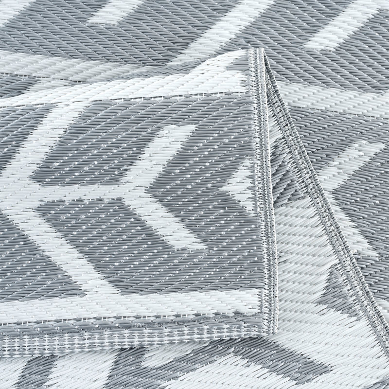 Tapis intérieur / extérieur gris Aubreonna, Rectangle 6 pi x 9 pi