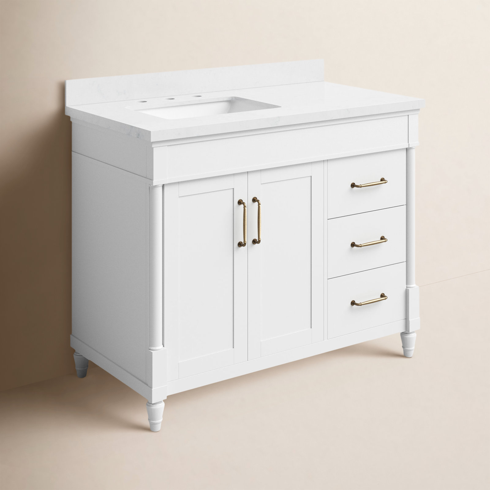 Burdick 42" Single Bathroom Vanity, Pure White