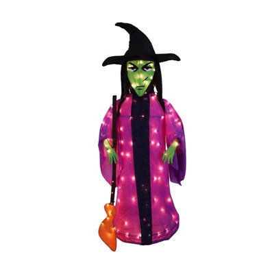  Prelit 60" Collapsible Witch Yard Decor