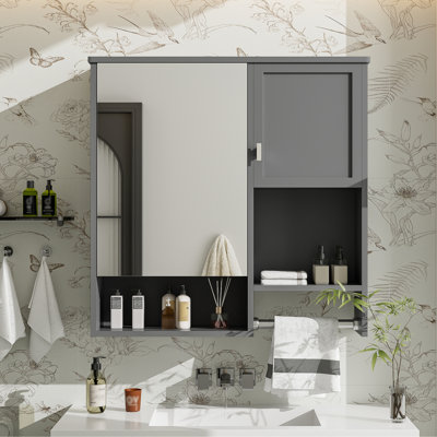 Armoire à pharmacie murale moderne pour la salle de bain, armoire de rangement murale pour la salle de bain avec miroir, armoire économiseur d'espace au-dessus de la toilette avec barre à serviettes