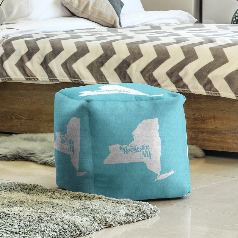 Repose-pieds carré large Rochester 13 po, Bleu sarcelle