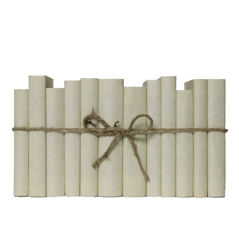 Decorative Books - Short & Creamy Paper Wrapped Book Bundle - 1 Foot of Cream Books