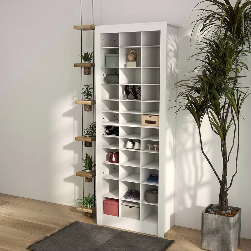 71" Tall Shoe Rack Storage Organizer, Narrow Shoe Cabinet For Entryway With Open Cubes For 36 Pairs