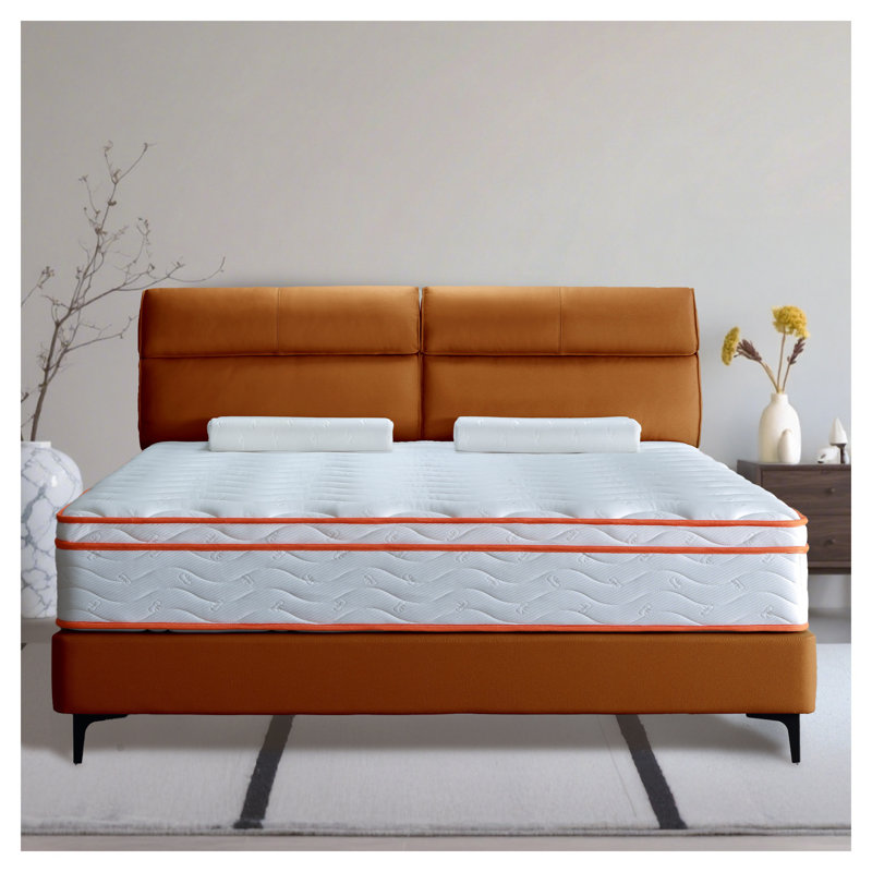 Très grand matelas hybride de 12 pouces avec plateau Euro, sensation de fermeté moyenne, mousse certifiée CertiPUR-US et ressorts ensachés